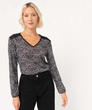 Tee-shirt femme avec dentelle sur les épaules et sur le col vue1 - GEMO 4G FEMME - GEMO