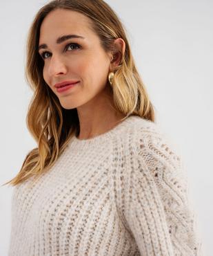 Pull en grosse maille avec torsades sur les manches femme vue1 - GEMO(FEMME PAP) - GEMO