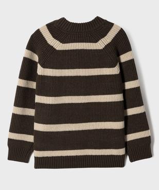 Pull rayé en grosse maille à emmanchures raglan garçon vue3 - GEMO (ENFANT) - GEMO