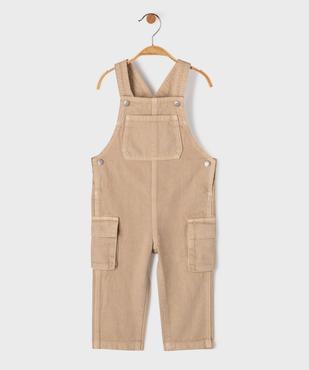 Salopette en toile denim bébé garçon avec poches cargo  vue2 - GEMO 4G BEBE - GEMO