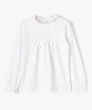 Tee-shirt fille à manches longues, plastron et col montant vue1 - GEMO (ENFANT) - GEMO