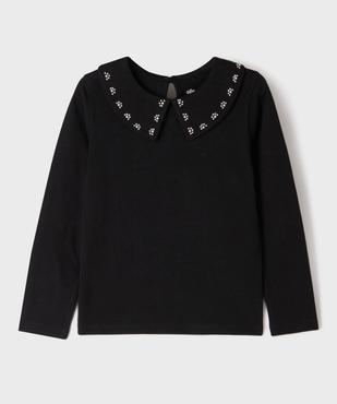 Tee-shirt à manches longues et grand col fantaisie fille vue1 - GEMO (ENFANT) - GEMO
