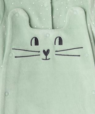Pyjama en velours ouvert devant motif chat et pois bébé vue2 - GEMO 4G BEBE - GEMO