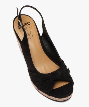 Sandales femme à talon compensé et dessus drapé en cuir vue5 - GEMO(URBAIN) - GEMO