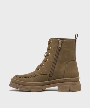 Boots zippées et lacées à fleurs brodées et semelle crantée fille - LuluCastagnette vue3 - LULUCASTAGNETTE - GEMO