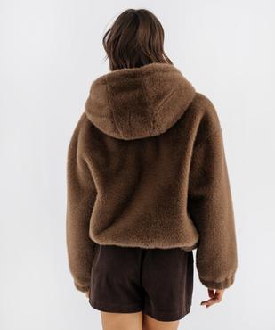 Blouson à capuche en fourrure imitation femme vue3 - GEMO 4G FEMME - GEMO