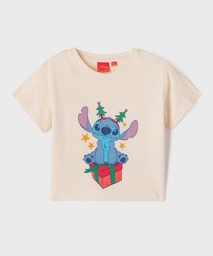 Tee-shirt manches courtes spécial Noël motif Stitch fille - Disney vue1 - LILO & STITCH - GEMO