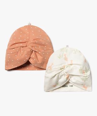 Bonnet naissance en jersey effet noué (lot de 2) vue1 - GEMO 4G BEBE - GEMO