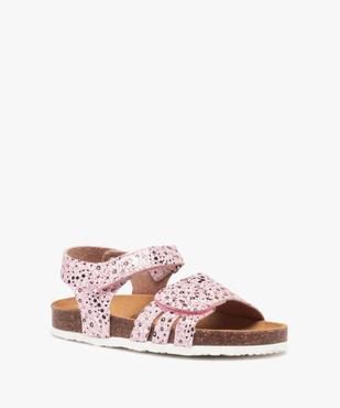 Sandales fille à semelle liège dessus pailleté fermeture scratch vue2 - GEMO (ENFANT) - GEMO