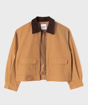 Veste en coton avec col en velours côtelé fille vue3 - GEMO 4G FILLE - GEMO