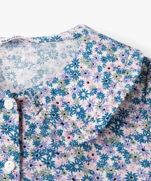 Chemise fille à motifs fleuris avec col Claudine vue2 - GEMO 4G FILLE - GEMO