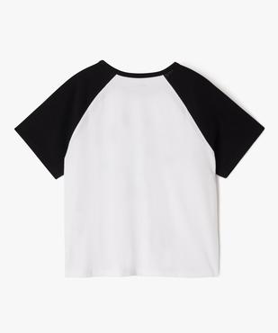 Tee-shirt manches courtes contrastantes coupe large fille vue3 - GEMO 4G FILLE - GEMO