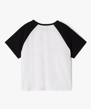Tee-shirt manches courtes contrastantes coupe large fille vue3 - GEMO 4G FILLE - GEMO