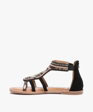 Sandales fille ornées de perles contrefort fermé et zippé  vue3 - GEMO (ENFANT) - GEMO