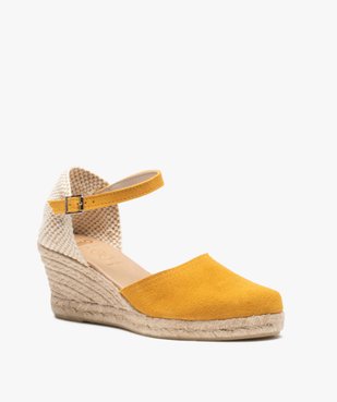 Sandales femme compensées dessus cuir uni vue2 - GEMO(URBAIN) - GEMO