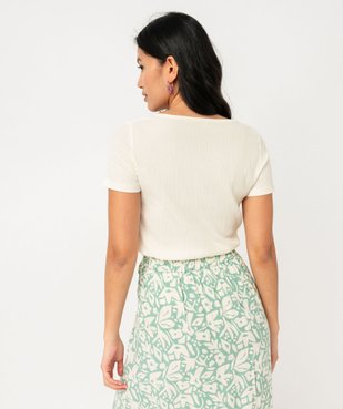 Tee-shirt manches courtes en maille gaufrée femme vue3 - GEMO(FEMME PAP) - GEMO