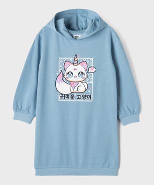 Robe sweat à capuche imprimé all over fille vue1 - GEMO 4G FILLE - GEMO