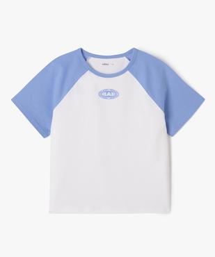 Tee-shirt manches courtes contrastantes coupe large fille vue1 - GEMO 4G FILLE - GEMO