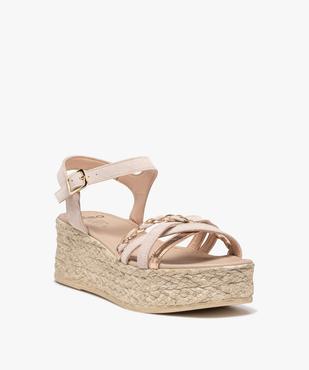 Sandales femme à fines brides cuir et semelle plateforme vue3 - GEMO(URBAIN) - GEMO