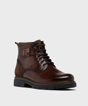 Boots dessus cuir avec boucle à la cheville homme - Tanéo vue2 - TANEO - GEMO