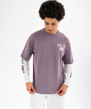 Tee-shirt manches longues effet 2 en 1 homme vue1 - GEMO (HOMME) - GEMO