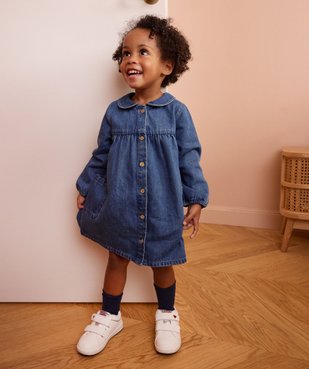 Robe en jean à manches longues et col Claudine bébé fille - LuluCastagnette vue5 - LULUCASTAGNETTE - GEMO