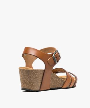Sandales femme à brides en cuir et talon compensé vue4 - GEMO(URBAIN) - GEMO