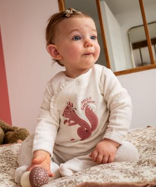 Pyjama en velours ouverture devant avec motif bébé vue1 - GEMO 4G BEBE - GEMO
