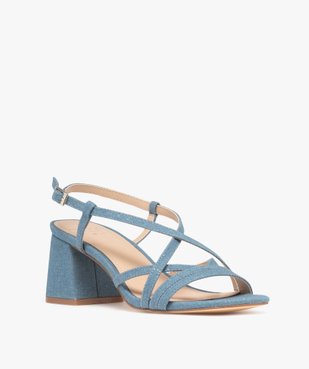 Sandales à brides en toile avec talon flare femme  vue2 - FOLLOW ME - GEMO
