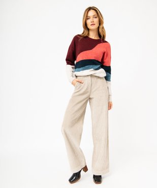 Pantalon large taille haute en velours côtelé femme vue5 - GEMO(FEMME PAP) - GEMO