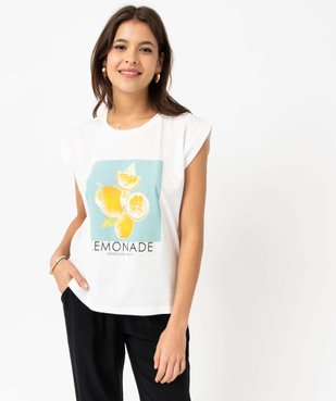 Tee-shirt manches courtes coupe loose en coton imprimé femme vue5 - GEMO(FEMME PAP) - GEMO