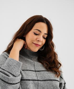 Pull col montant à rayures femme grande taille vue2 - GEMO (G TAILLE) - GEMO
