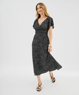 Robe longue cache-cœur en maille souple femme vue1 - GEMO 4G FEMME - GEMO