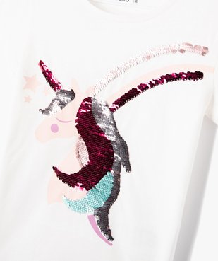 Tee-shirt fille à manches coutes et motif en sequins réversibles vue2 - GEMO 4G FILLE - GEMO
