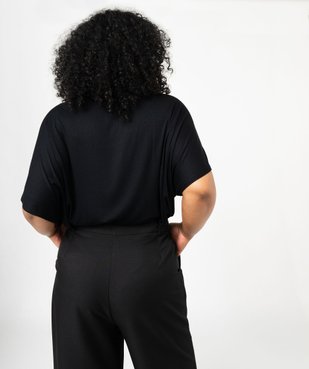Tee-shirt manches courtes ample avec col V brodé femme grande taille vue3 - GEMO (G TAILLE) - GEMO