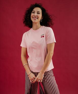Tee-shirt manches courtes avec motifs cerises femme vue3 - GEMO(FEMME PAP) - GEMO