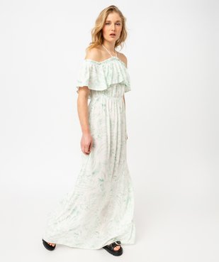Robe longue à col Bardot et tour de cou femme vue1 - GEMO(FEMME PAP) - GEMO