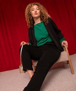 Pantalon femme en maille plissée coupe large vue1 - GEMO (G TAILLE) - GEMO