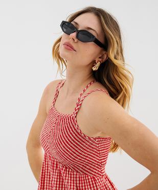 Robe longue à fines bretelles à motif vichy femme vue2 - GEMO(FEMME PAP) - GEMO