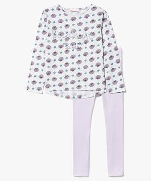 Pyjama 2 pièces avec motifs coquillages et inscription pailletée vue1 - GEMO (ENFANT) - GEMO