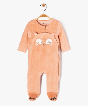Pyjama en velours avec motif animal bébé fille vue1 - GEMO(BB COUCHE) - GEMO