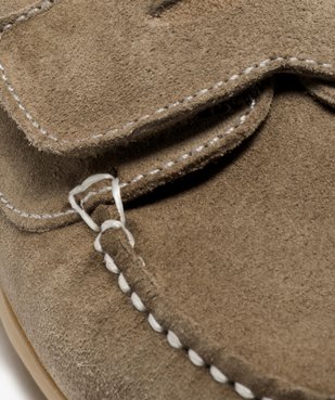 Mocassins garçon à scratch dessus cuir retourné uni vue6 - GEMO (ENFANT) - GEMO