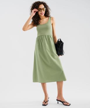 Robe longue avec buste en maille côtelée femme vue1 - GEMO 4G FEMME - GEMO