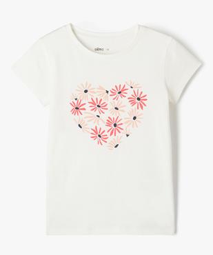Tee-shirt manches courtes à motif fleuri fille vue1 - GEMO 4G FILLE - GEMO