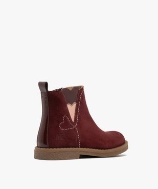 Bottines fille en cuir suédé avec détail coeurs - NA! vue4 - NA! - GEMO