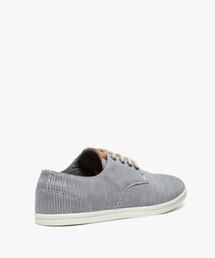Baskets homme tige basse en toile avec lacets en corde Dessus rayé vue4 - GEMO (CASUAL) - GEMO