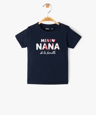 Tee-shirt bébé fille en coton à manches courtes et motif pailleté vue1 - PREMIER PRIX BY GEMO - GEMO