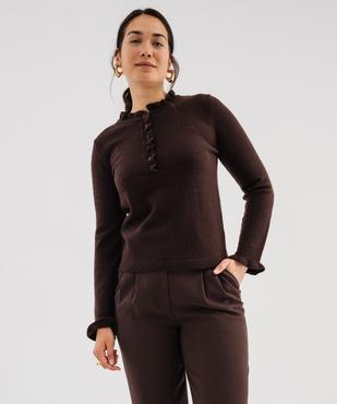 Pull droit à col victorien et finition roulottée femme vue1 - GEMO(FEMME PAP) - GEMO
