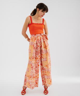 Pantalon ample en viscose texturée et fluide femme vue4 - GEMO 4G FEMME - GEMO