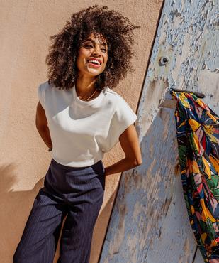 Tee-shirt sans manches en maille côtelée coupe oversize femme vue1 - GEMO 4G FEMME - GEMO